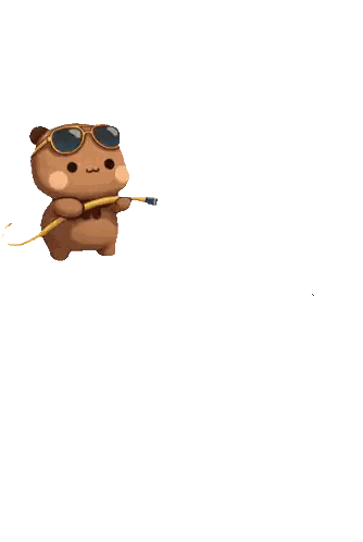 A Brown Teddy Bear Wearing Sunglasses Is Spraying Water From A Hose Sticker
