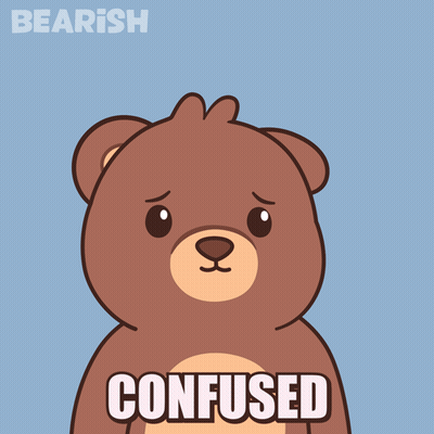 A Brown Teddy Bear With The Word Confused On It GIF
