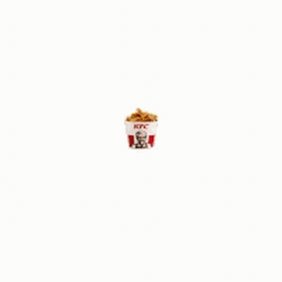 A Bucket Of Fried Chicken From Kfc With A Picture Of A Man On It . GIF