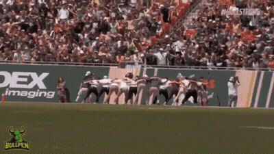 A Bullpen Logo Can Be Seen On The Side Of A Football Field GIF