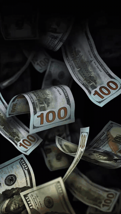 A Bunch Of 100 Dollar Bills Falling On A Black Background GIF