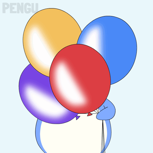 A Bunch Of Balloons With The Word Pengu In The Background GIF