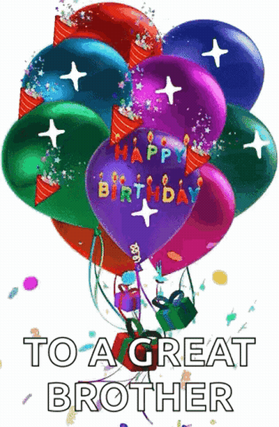A Bunch Of Balloons With The Words `` Happy Birthday '' Written On Them . GIF