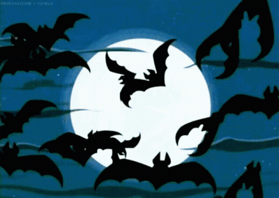 A Bunch Of Bats Are Flying In The Night Sky GIF