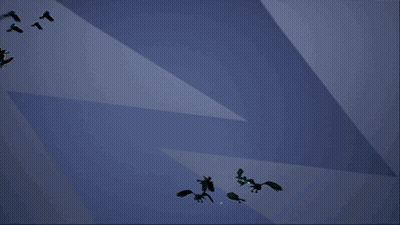 A Bunch Of Birds Are Flying Around A Glowing Green Object GIF