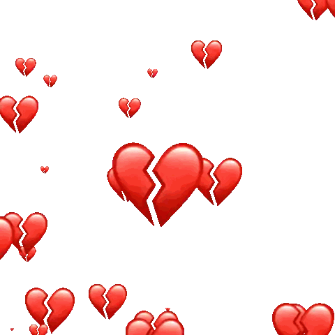 A Bunch Of Broken Hearts Are Floating In The Air On A White Background Sticker