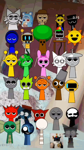A Bunch Of Cartoon Characters With One That Says " Hello " GIF