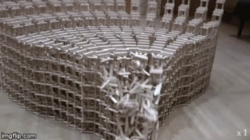 A Bunch Of Chairs Are Stacked On Top Of Each Other With A Watermark That Says Imgflip.com On It GIF