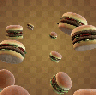 A Bunch Of Cheeseburgers Are Floating In The Air With The Words We Have This Video Of Flying Cheeseburgers Below Them GIF
