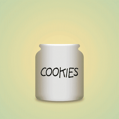 A Bunch Of Chocolate Chip Cookies Are Scattered On A Yellow Background GIF