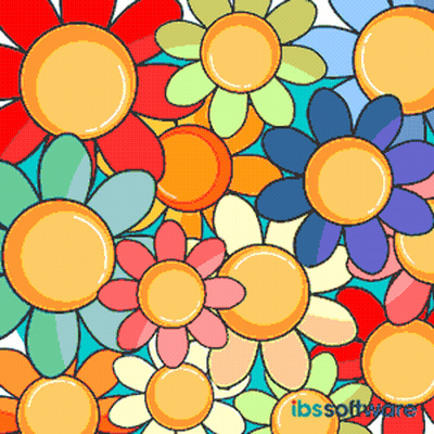 A Bunch Of Colorful Flowers With The Ibs Software Logo GIF