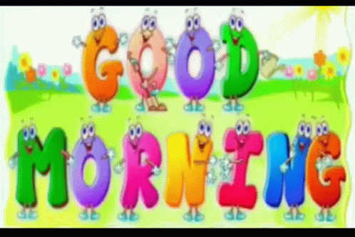 A Bunch Of Colorful Letters Are Standing Next To The Word Morning GIF