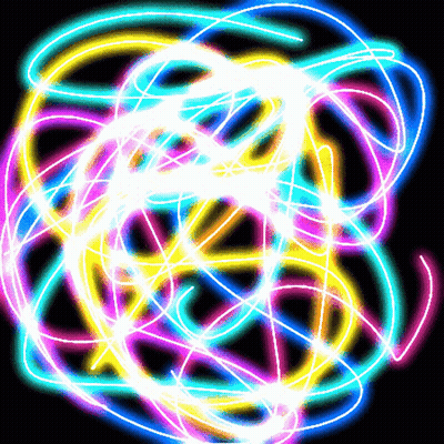 A Bunch Of Colorful Lines Are Swirling Around Each Other GIF