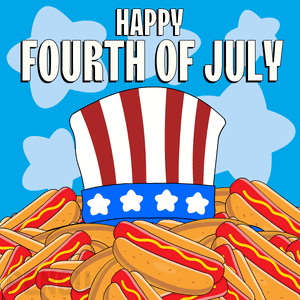 A Bunch Of Hot Dogs With The Words Happy Fourth Of July Written On It GIF