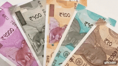 A Bunch Of Indian Currency Is Spread Out In A Fan GIF