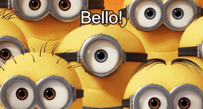 A Bunch Of Minions With The Word Bello On The Bottom GIF