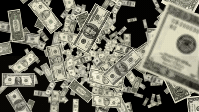 A Bunch Of Money Is Falling From The Sky GIF