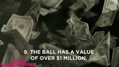 A Bunch Of Money Is Falling From The Sky With The Words " The Ball Has A Value Of Over $1 Million " GIF