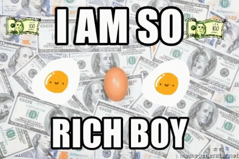 A Bunch Of Money With The Words " I Am So Rich Boy " On It GIF