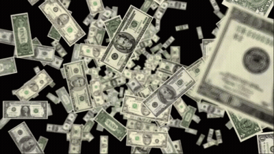 A Bunch Of One Dollar Bills Falling From The Sky GIF