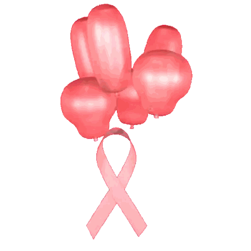 A Bunch Of Pink Balloons With A Pink Ribbon Tied To Them Sticker