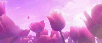 A Bunch Of Pink Flowers Are Floating In The Air GIF