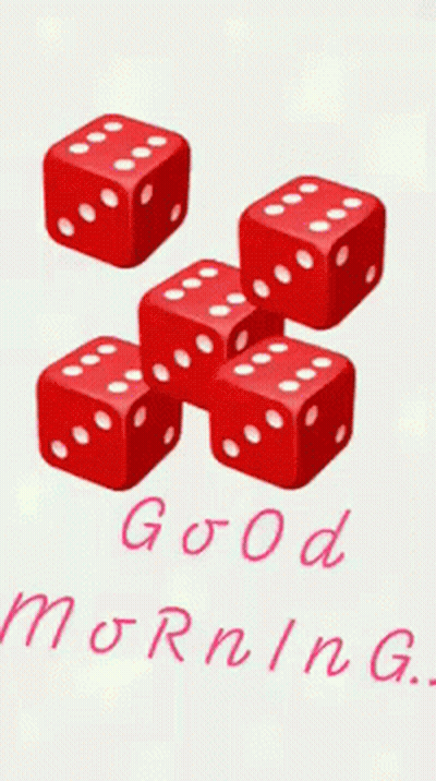 A Bunch Of Red Dice With The Words Good Morning On The Bottom GIF