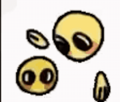 A Bunch Of Smiley Faces With Black Eyes On A White Background . GIF