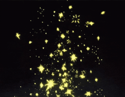 A Bunch Of Yellow Stars Are Floating In The Dark GIF
