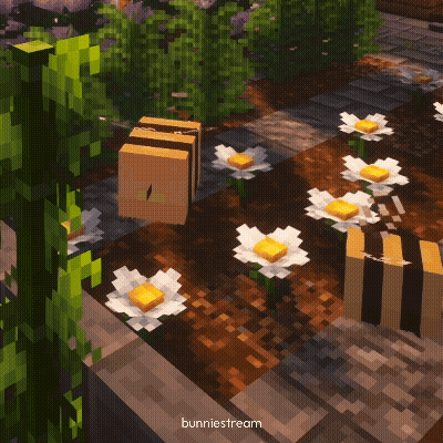 A Bunniestream Screenshot Of A Minecraft Garden GIF