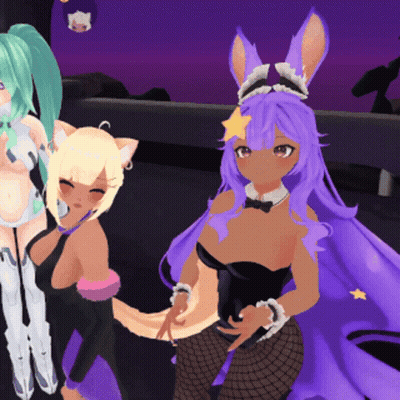 A Bunny Girl With Purple Hair And A Star On Her Head GIF