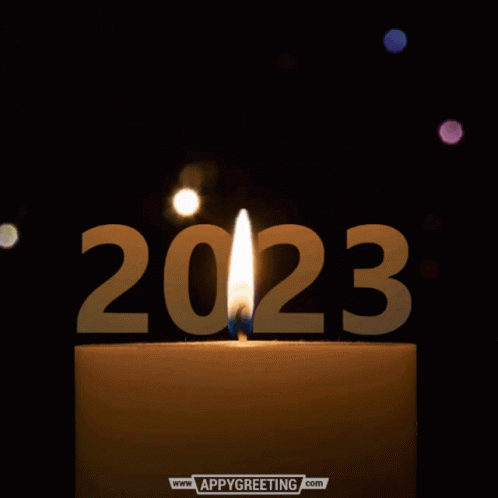 A Burning Candle With The Year 2023 On It GIF