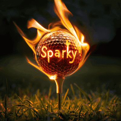 A Burning Golf Ball With The Word Sparky Written On It GIF