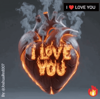 A Burning Heart With The Words I Love You Written On It GIF