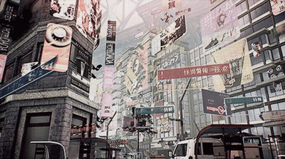 A Busy Street With A Sign That Says Yokohama On It GIF