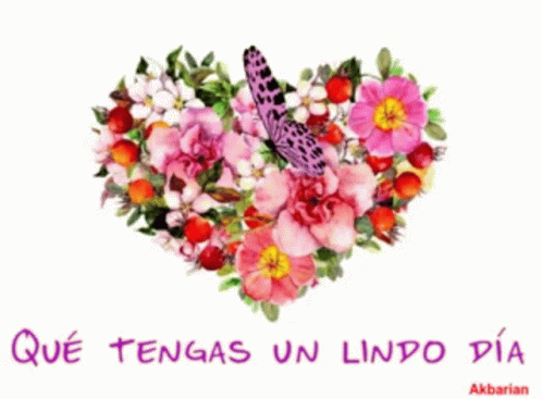 A Butterfly Is In A Heart Made Of Flowers GIF