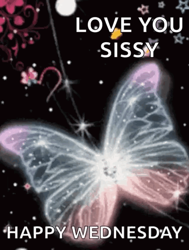 A Butterfly With The Words " Love You Sissy " On It GIF