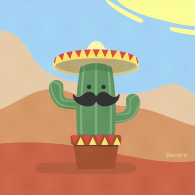 A Cactus With A Sombrero And Mustache Is In The Desert GIF
