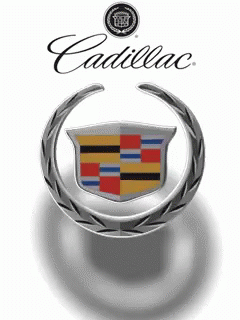 A Cadillac Logo With A Wreath Around It On A White Background GIF