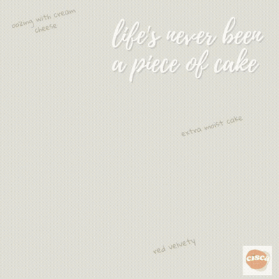 A Cake On A Cake Stand With The Words Life 'S Never Been A Piece Of Cake Below It GIF