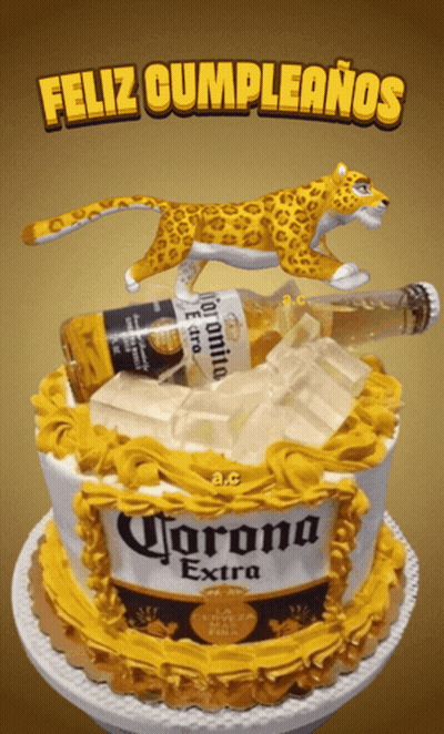 A Cake That Says Corona Extra On It GIF
