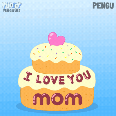 A Cake That Says I Love You Mom On It GIF