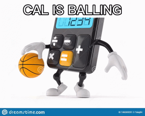 Calculator With Arms And Legs Holding Basketball GIF