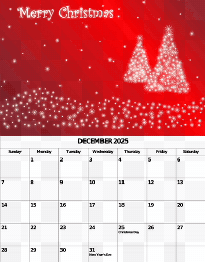 A Calendar For December With Two Christmas Trees On It GIF