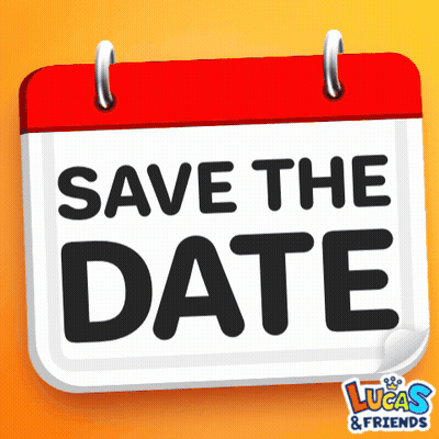 A Calendar That Says Save The Date Is On A Yellow Background GIF
