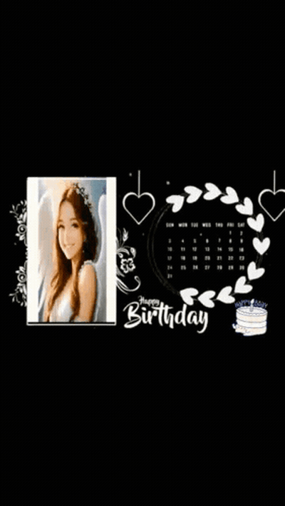 A Calendar With A Picture Of A Woman And The Words Happy Birthday On It . GIF