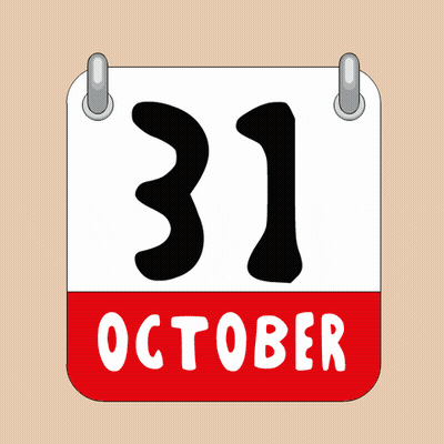 A Calendar With The Date Of October 31 GIF