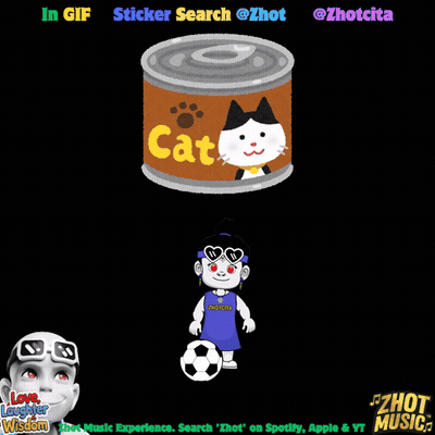 A Can Of Cat Food With A Black And White Cat GIF