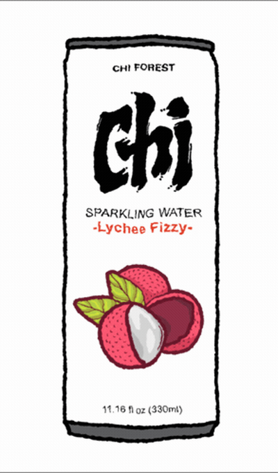 A Can Of Chi Forest Sparkling Water With Lychee Fizzy Flavor GIF