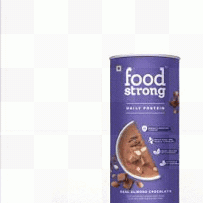 A Can Of Food Strong Daily Protein With A Packet Of Food Strong Daily Protein Next To It . GIF